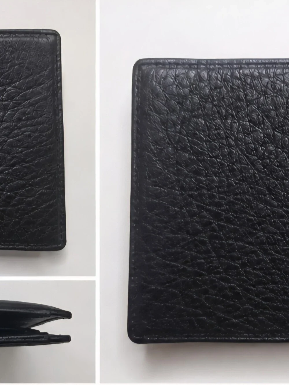 Ami Black Textured Leather Bifold Card & Key Holder